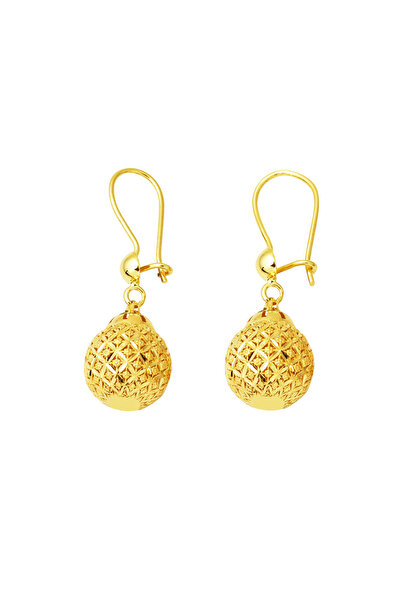 Bilezikci Yaşam Topu Sallantılı Altın Küpe 14 Ayar