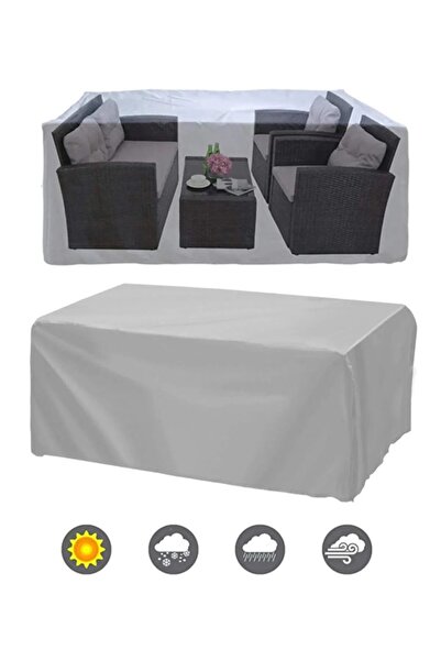 AutoEN Gri Su Geçirmez Bahçe Mobilya Koruma Örtüsü Branda 200x160x80 Cm