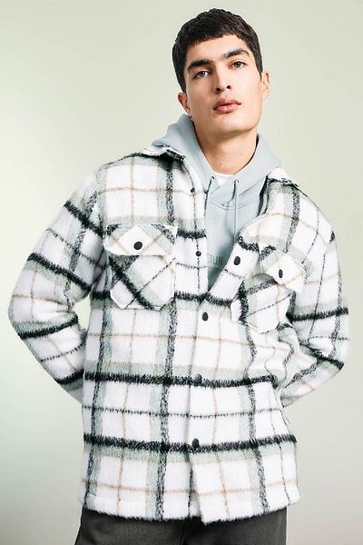 DeFacto Karierter, langärmliger Hemdmantel mit Polokragen und Taschen A7991ax23wn
