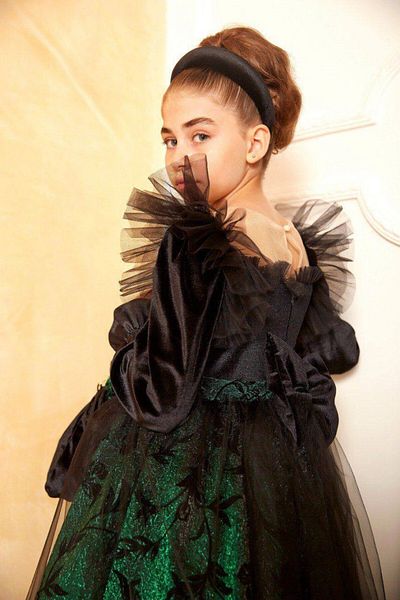 PİXİNADELUXE Fluffy Long Sleeve Velvet Girl's Evening Dress Dress Girl's Evening Dress Children's Dress