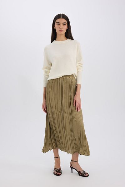 DeFacto A-Linien-Midirock aus Satin mit hoher Taille E3348AX24WN