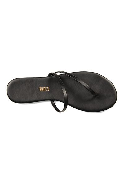 Tkees Γυναικείες μαύρες μονές λουρίδες καθημερινές κομψές σαγιονάρες