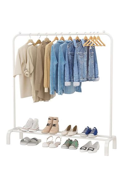 ALMUFARREJ Clothes Organizer And Holder Metal Stand White 110X40X150cm