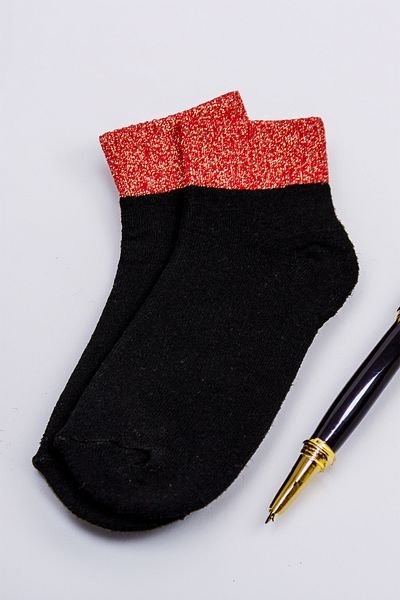 Tozlu Yaka Shiny Glitter Thermal Terry Women's Socks - 1 Pair Red Color