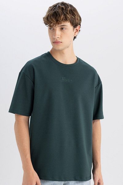 DeFacto Μπλουζάκι με κοντό μανίκι Comfort Regular Fit Relaxed Crew Neck από βαρύ ύφασμα 3154877