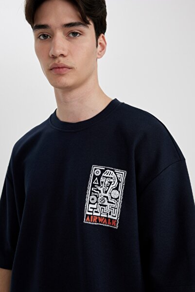 DeFacto Airwalk Loose Fit Crew Neck Back Printed Short Sleeve T-Shirt B1931ax24sp