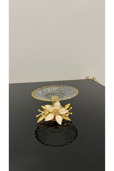 USD HOME Single Daisy Accessory Gilded Pedestal Cookie Holder 13 cm