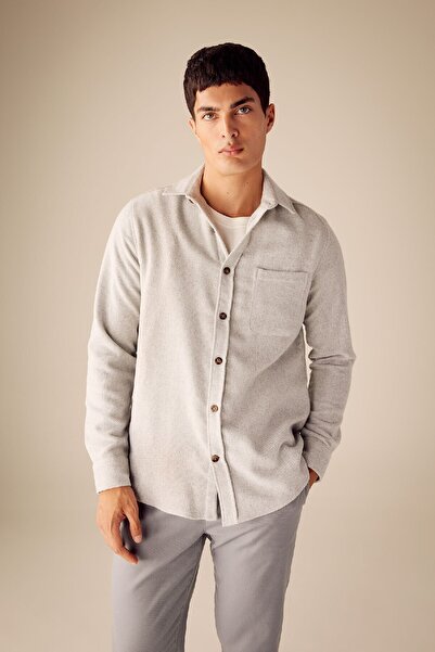 DeFacto Regular Fit Lumberjack Pocket Detailed Basic Plain Long Sleeve Shirt A5515Ax23Au