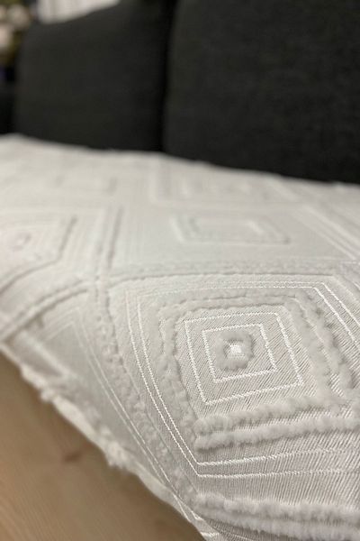 WorthWhile Adăugați eleganță acasă cu husa de canapea de culoare albă 100x240 chenille, husă de canapea
