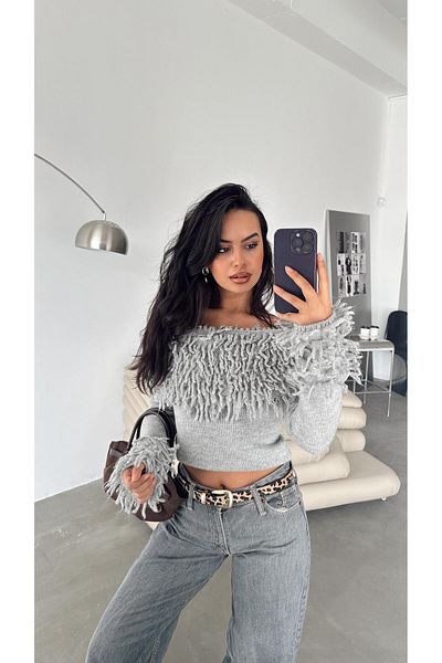 mydukkan.co Gray Madonna Tassel Sweater