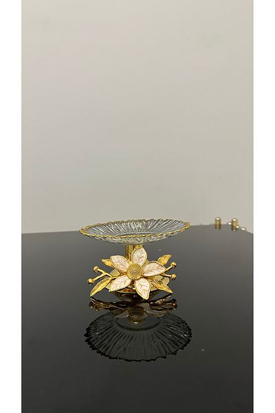 USD HOME Single Daisy Accessory Gilded Pedestal Cookie Holder 13 cm