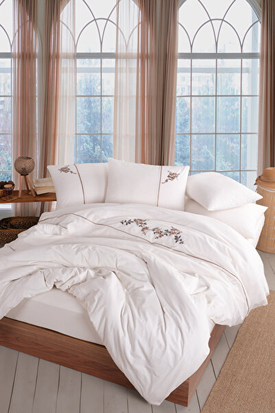 Unica Roya El Nakışlı Nevresim Seti  Bej - 6 Parça