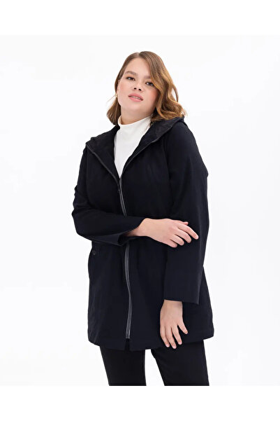 Gala-Xi Büyük Beden Kapüşonlu Kadın Kap 232111201004