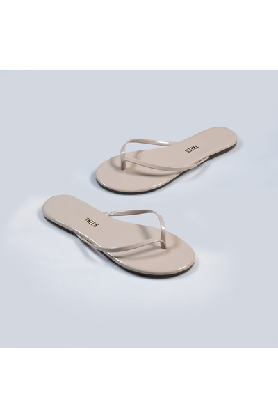 Tkees Flip-flops de zi cu zi, clasici, din piele lacuita, bej