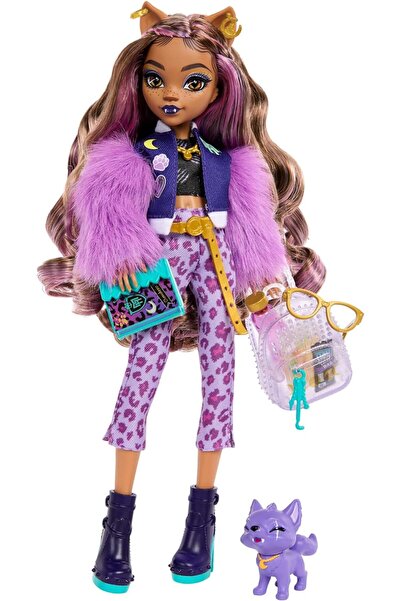 MONSTER HIGH دمية كلاودين وولف مع حيوانها الأليف الهلالي وملحقاتها