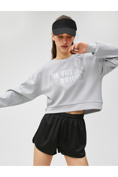 Koton Έντυπο Crop Sports Φούτερ Modal Blended