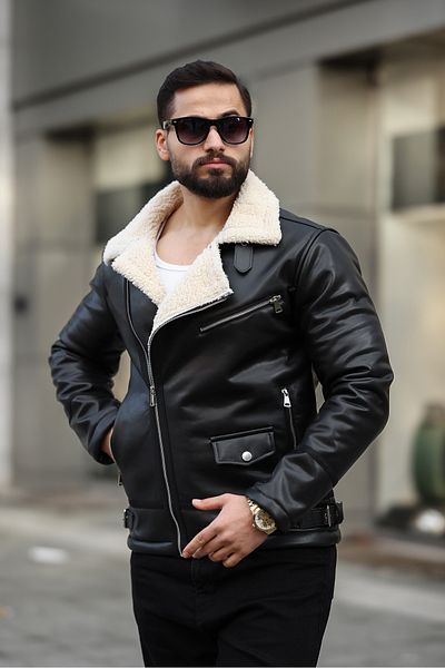 BOYS MANS Ανδρικό Northern Leather Jacket Winter Μαύρο δερμάτινο μπουφάν