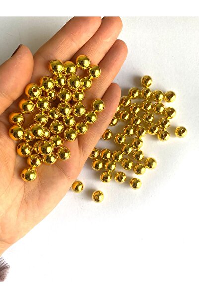 312 KONSEPT 50 τεμάχια πλαστικές χάντρες χρυσού χρώματος 8 χιλιοστών Η διάμετρος της τρύπας είναι μικρή (3 χιλιοστά)