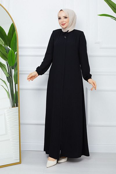 MODA ESRE FASHION Hidžáb Oblečení Krepová látka Ferace Límec Šněrovací Černá