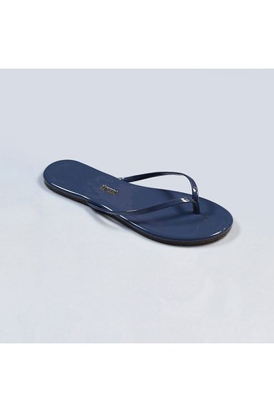 Tkees Flip-flops de damă din piele lacuită albastră