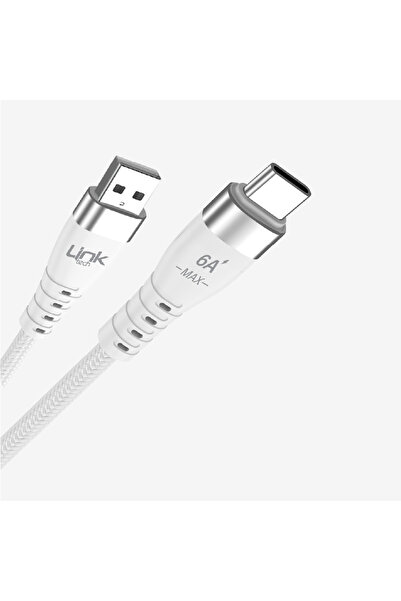 Linktech K654 Premium 120W Örgülü Metal Başlı Tip-C TURBO Şarj Kablosu
