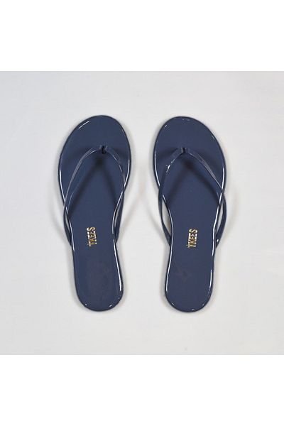 Tkees Flip-flops de damă din piele lacuită albastră