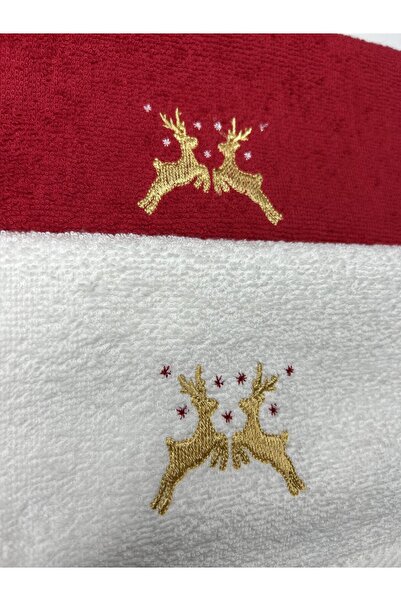 Ender Home Різдвяний набір з 2 рушників з вишивкою оленя – 30x50 см