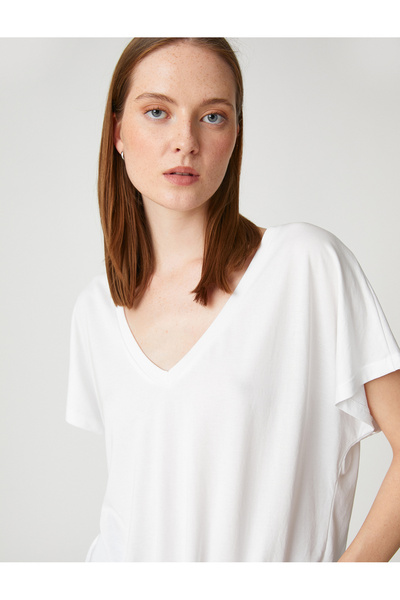 Koton Tricou cu decolteu în V, amestecat în modal