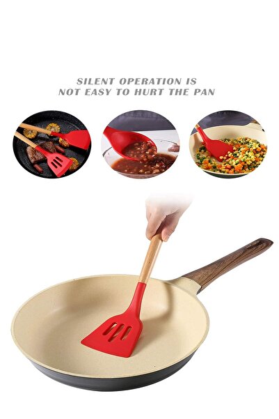 ALMUFARREJ 12-Piece Silicone Spatula Set with Wooden Handle Kitchen Utensils