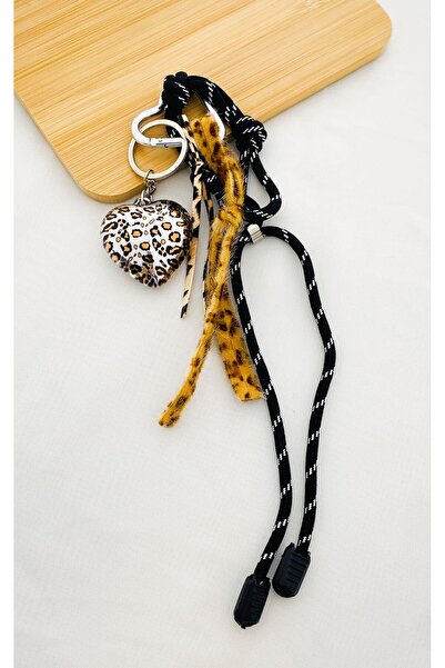 Sacha Accessories Heart Figured Leopard Bag Charm