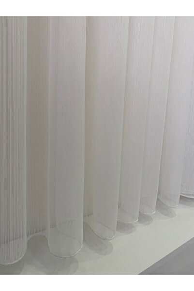 Fon Dünyası Κομψή ριγέ κουρτίνα από τούλι από μπαμπού, που δεν ρυτίζει και δεν χρειάζεται σιδέρωμα (1/2 σπαστό πτυχωτό)