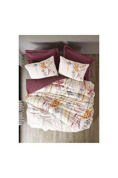 ŞENER HOME Cottonbox Mode Line - Double Flos Claret Red Bedding Set