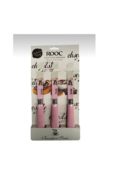 abnturk Kahvaltı çikolata ve tereyağı sürme bıçağı 3’lü Açık pembe renk