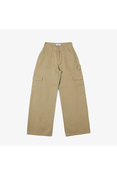 Lacoste Kadın Loose Fit Bej Jean Pantolon