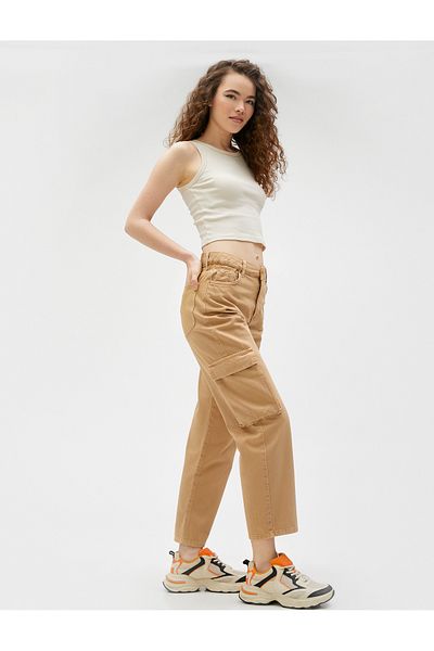 Koton Cargohose mit hoher Taille und geradem Bein