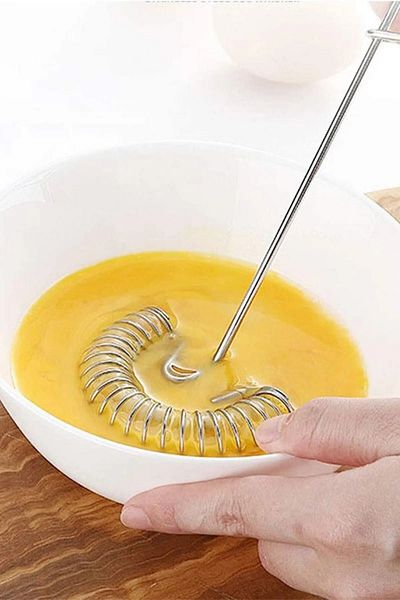 BARENDA Spring Loaded Stainless Steel Egg Whisk Milk Frother Kitchenware Potato Masher Coffee Beater