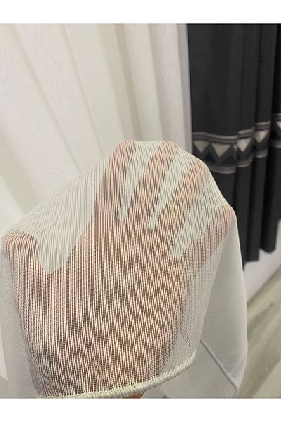 Fon Dünyası Bamboo Elegant Striped Don'T Want Ironing Non-Crease Tulle Curtain (1/2 Sparse Pleat)