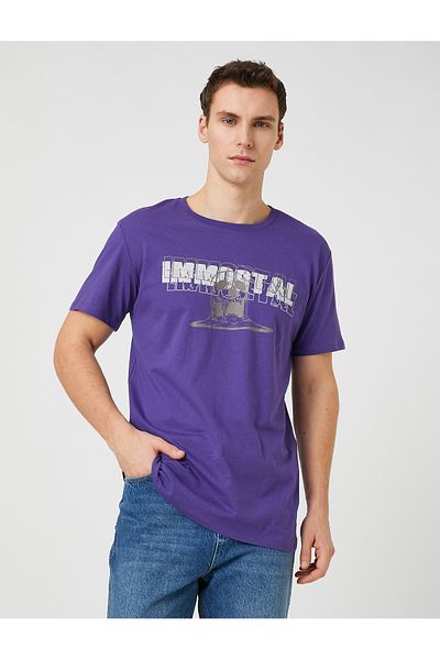 Koton T-Shirt mit Totenkopf-Print und Slogan-Detail, Rundhalsausschnitt, schmaler Schnitt