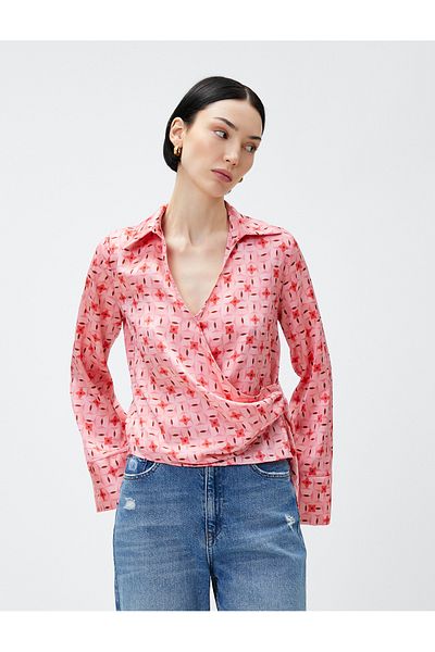 Koton Shirt Collar Blouse with Wrap Tie