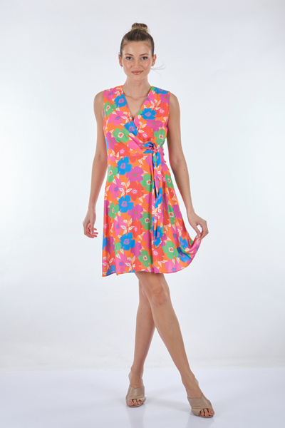 EXPLOSION Rochie de damă Coral fără mâneci cu guler dublu 22156445