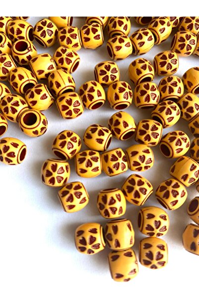 312 KONSEPT 50 τεμάχια 9mm Χάντρες με εφέ ξύλου Clover με τύπωμα