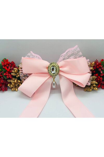 İnDerin مشبك شعر بتفاصيل دانتيل على شكل فيونكة مع مشبك شعر لؤلؤي - هدية - هدي...