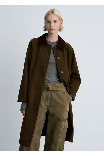 MANGO Woman Long Corduroy Collar Parka