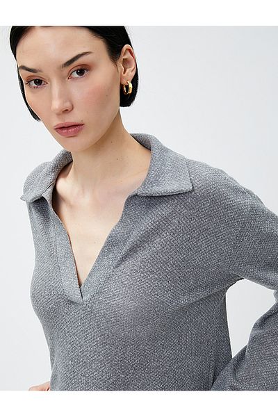 Koton Polo-Sweatshirt mit langen Ärmeln