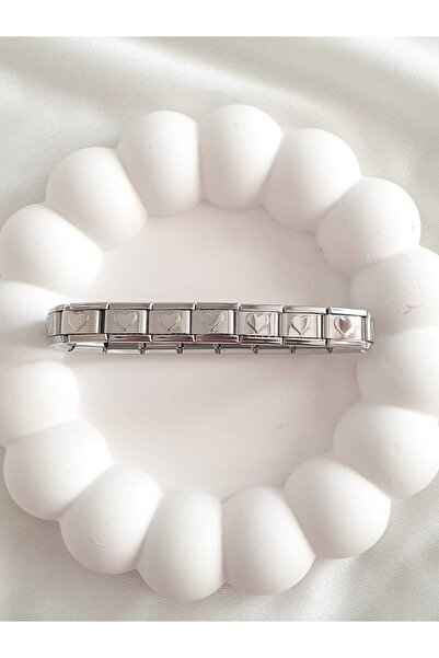 bijoux uniques سوار سحر إيطالي - قلب وفولاذ غير مشوه