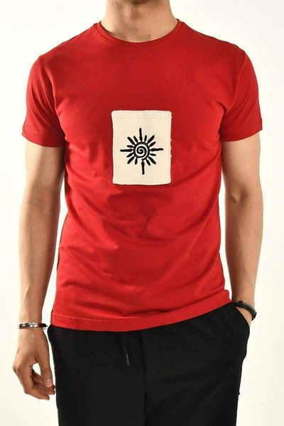 DAVID&GERENZO Baby Blue Embroidery Detailed Crew Neck T-Shirt