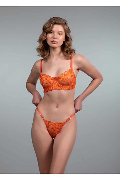 LORE SORTA LINGERIE ΕΚΛΕΚΤΗ ΠΕΡΙΛΕΥΚΗ ΠΟΡΤΟΚΑΛΙΑ ΚΕΝΤΗΜΕΝΗ ΜΕ ΦΥΛΛΑ