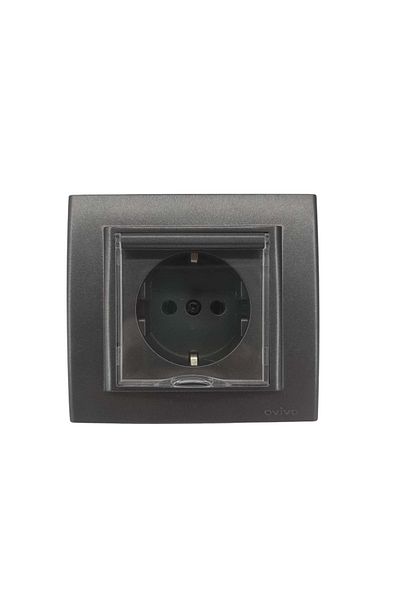 OVİVO Ovivo Covered Grounded Socket + Frame Smoked Single