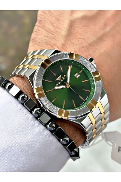 FERRO Gold Silver Color Classic Stylish Design Men's Wrist Watch + Bracelet