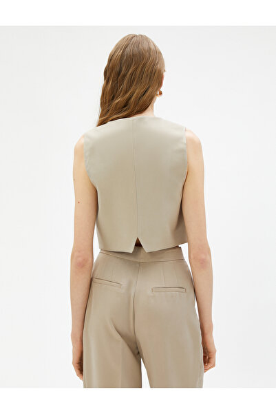 Koton Blazer Crop Vest Double Button